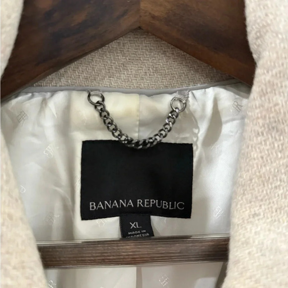 $370 Rare Banana Republic Oversized Moto Cocoon Coat in Beige size XL Wool blend - Picture 7 of 11